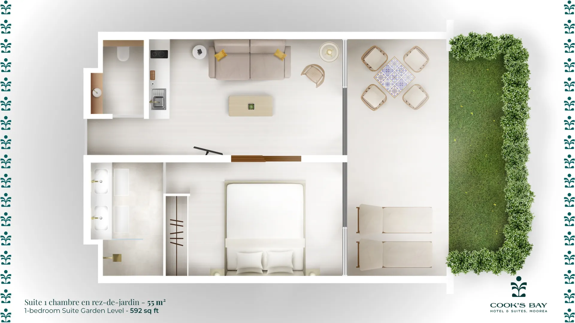 COOKS-BAY-SUITE-1CHAMBRE-JARDIN