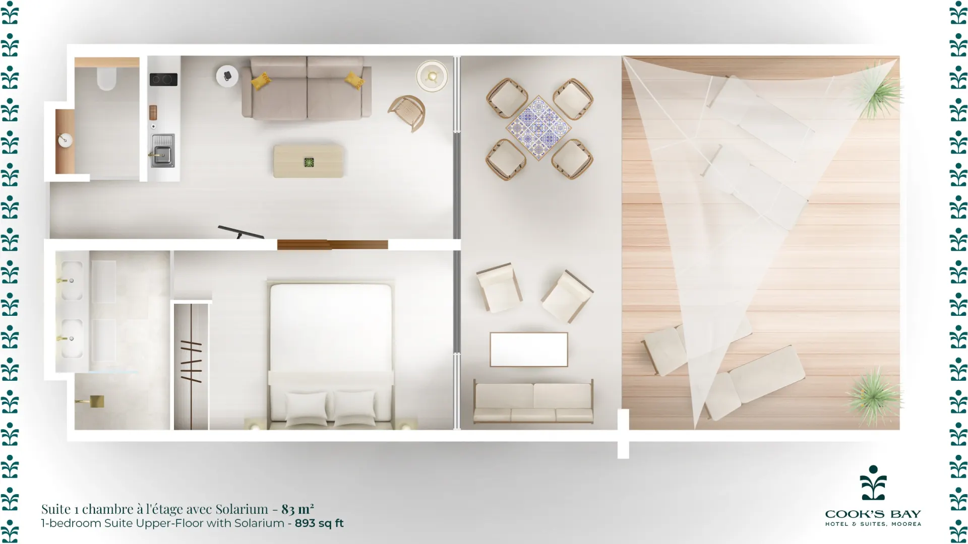 Plan de la suite une chambre avec solarium